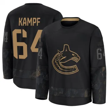 Black Men's David Kampf Premium Vancouver Canucks 2024 Military Appreciation Practice Jersey