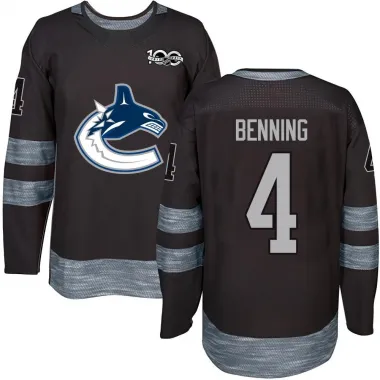 Black Men's Jim Benning Authentic Vancouver Canucks 1917-2017 100th Anniversary Jersey