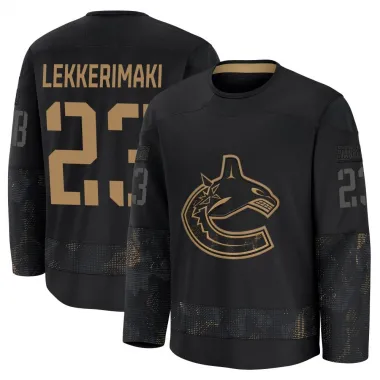 Black Men's Jonathan Lekkerimaki Premium Vancouver Canucks 2024 Military Appreciation Practice Jersey