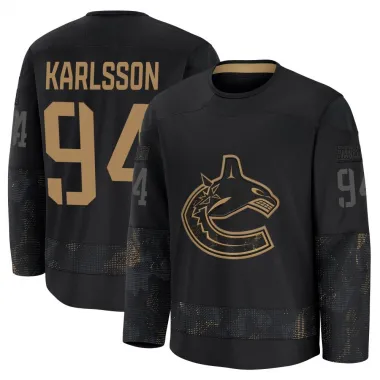 Black Men's Linus Karlsson Premium Vancouver Canucks 2024 Military Appreciation Practice Jersey