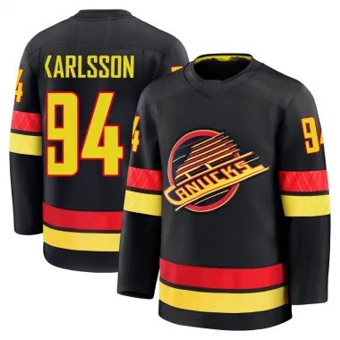 Black Men's Linus Karlsson Premium Vancouver Canucks Alternate Jersey