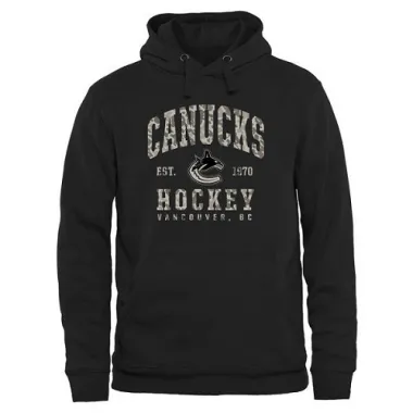 Black Men's Vancouver Canucks Camo Stack Pullover Hoodie