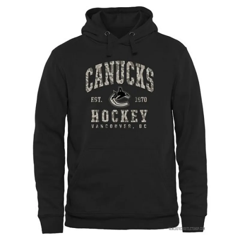 Black Men's Vancouver Canucks Camo Stack Pullover Hoodie