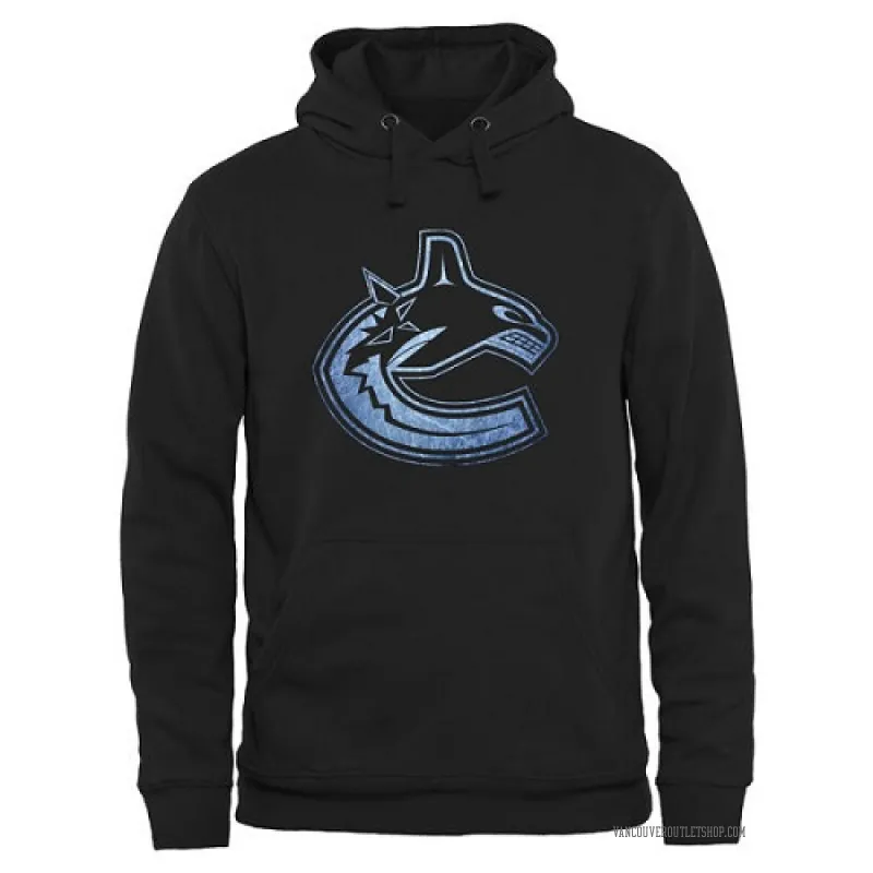 Black Men's Vancouver Canucks Rinkside Pond Hockey Pullover Hoodie -