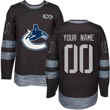 Black Youth Custom Authentic Vancouver Canucks 1917-2017 100th Anniversary Jersey