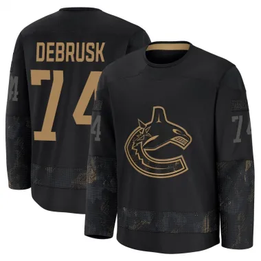 Black Youth Jake DeBrusk Premium Vancouver Canucks 2024 Military Appreciation Practice Jersey