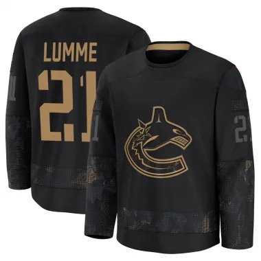 Black Youth Jyrki Lumme Premium Vancouver Canucks 2024 Military Appreciation Practice Jersey