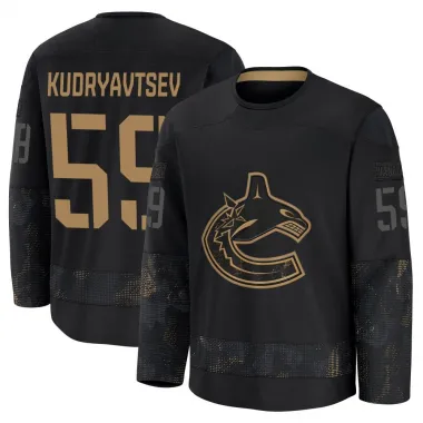 Black Youth Kirill Kudryavtsev Premium Vancouver Canucks 2024 Military Appreciation Practice Jersey