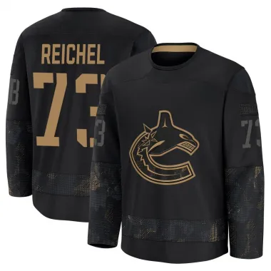 Black Youth Lukas Reichel Premium Vancouver Canucks 2024 Military Appreciation Practice Jersey