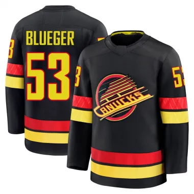 Blue Men's Teddy Blueger Premium Vancouver Canucks Black Alternate Jersey