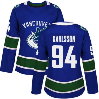 Blue Women's Linus Karlsson Authentic Vancouver Canucks Home Jersey
