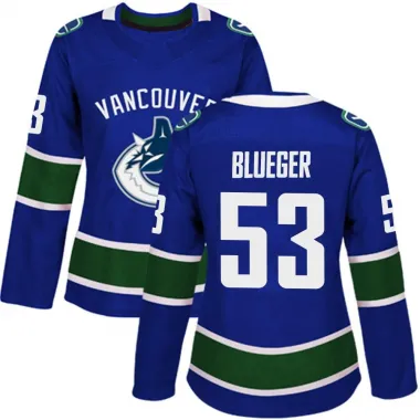 Blue Women's Teddy Blueger Authentic Vancouver Canucks Home Jersey