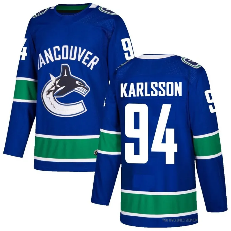 Blue Youth Linus Karlsson Authentic Vancouver Canucks Home Jersey