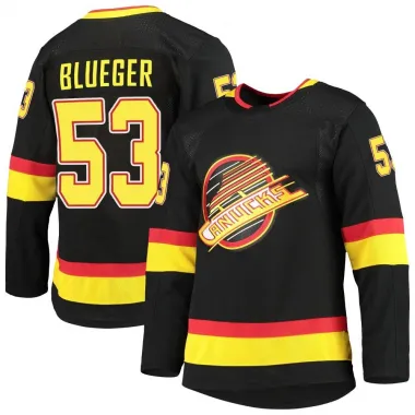 Blue Youth Teddy Blueger Authentic Vancouver Canucks Black Alternate Primegreen Pro Jersey