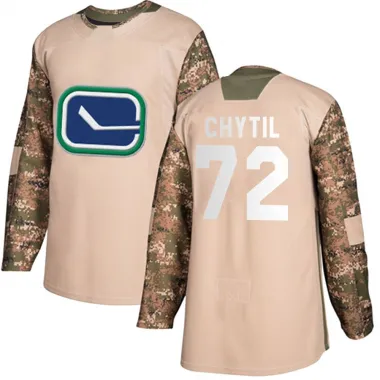 Camo Men's Filip Chytil Authentic Vancouver Canucks Veterans Day Practice Jersey
