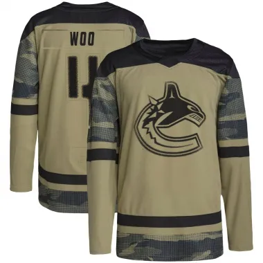 Camo Men's Jett Woo Authentic Vancouver Canucks Military Appreciation Practice Jersey