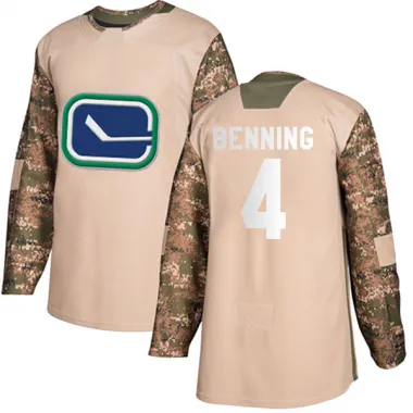 Camo Men's Jim Benning Authentic Vancouver Canucks Veterans Day Practice Jersey