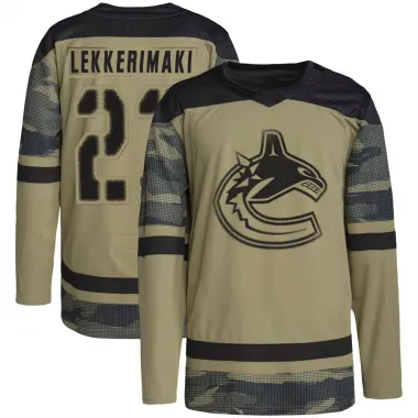 Camo Men's Jonathan Lekkerimaki Authentic Vancouver Canucks Military Appreciation Practice Jersey