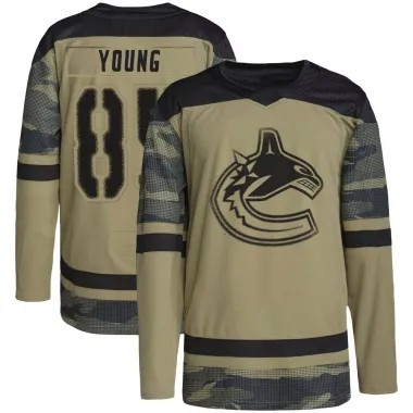 Camo Men's Ty Young Authentic Vancouver Canucks Military Appreciation Practice Jersey