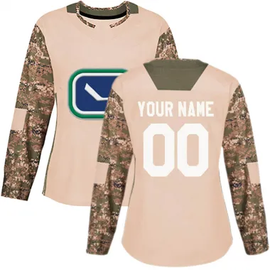 Camo Women's Custom Authentic Vancouver Canucks Veterans Day Practice Jersey