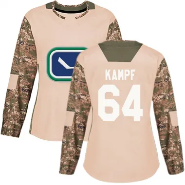 Camo Women's David Kampf Authentic Vancouver Canucks Veterans Day Practice Jersey