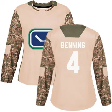 Camo Women's Jim Benning Authentic Vancouver Canucks Veterans Day Practice Jersey