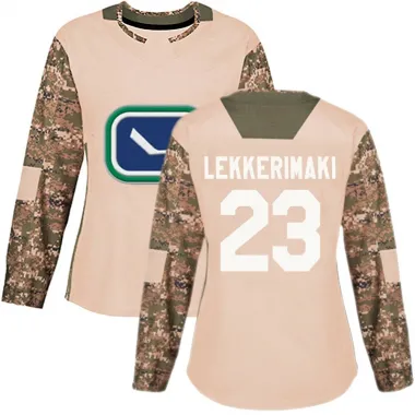 Camo Women's Jonathan Lekkerimaki Authentic Vancouver Canucks Veterans Day Practice Jersey