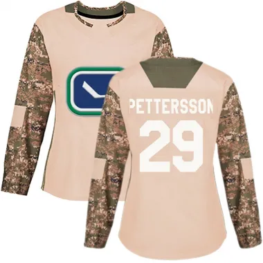 Camo Women's Marcus Pettersson Authentic Vancouver Canucks Veterans Day Practice Jersey