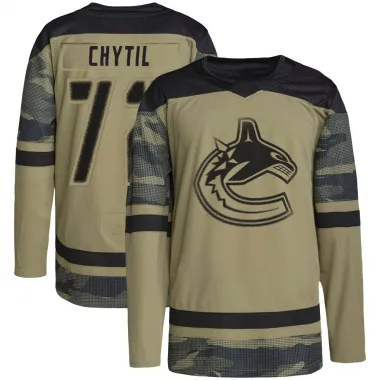 Camo Youth Filip Chytil Authentic Vancouver Canucks Military Appreciation Practice Jersey