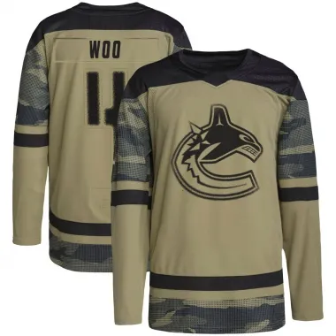 Camo Youth Jett Woo Authentic Vancouver Canucks Military Appreciation Practice Jersey