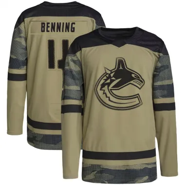 Camo Youth Jim Benning Authentic Vancouver Canucks Military Appreciation Practice Jersey