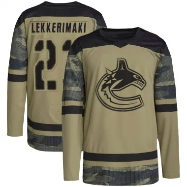 Camo Youth Jonathan Lekkerimaki Authentic Vancouver Canucks Military Appreciation Practice Jersey