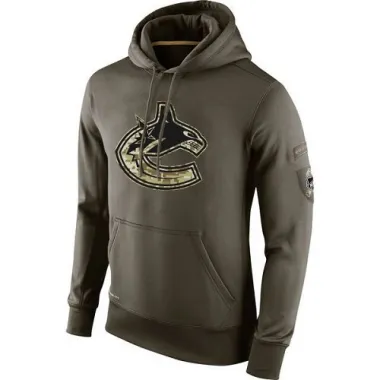 Olive Men's Vancouver Canucks Salute To Service KO Performance Hoodie