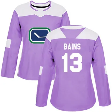 Purple Women's Arshdeep Bains Authentic Vancouver Canucks Fights Cancer Practice Jersey