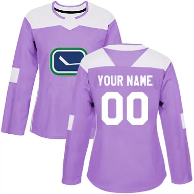 Purple Women's Custom Authentic Vancouver Canucks Fights Cancer Practice Jersey
