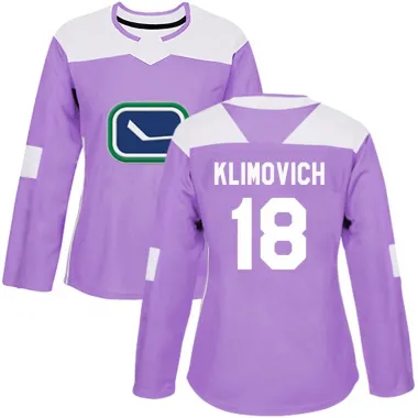 Purple Women's Danila Klimovich Authentic Vancouver Canucks Fights Cancer Practice Jersey