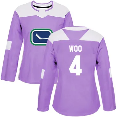 Purple Women's Jett Woo Authentic Vancouver Canucks Fights Cancer Practice Jersey