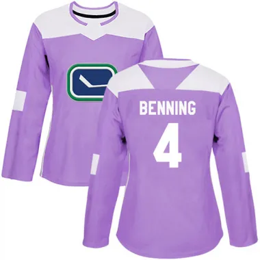 Purple Women's Jim Benning Authentic Vancouver Canucks Fights Cancer Practice Jersey