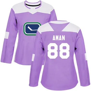 Purple Women's Nils Aman Authentic Vancouver Canucks Fights Cancer Practice Jersey