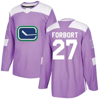 Purple Youth Derek Forbort Authentic Vancouver Canucks Fights Cancer Practice Jersey
