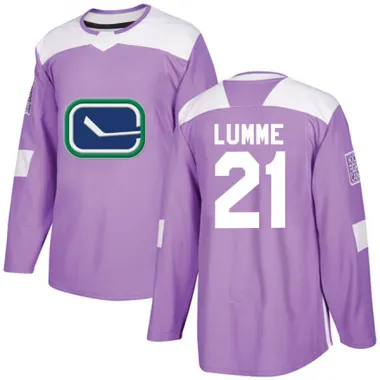 Purple Youth Jyrki Lumme Authentic Vancouver Canucks Fights Cancer Practice Jersey