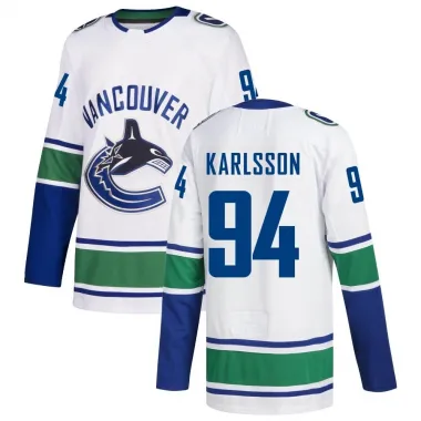 White Men's Linus Karlsson Authentic Vancouver Canucks zied Away Jersey