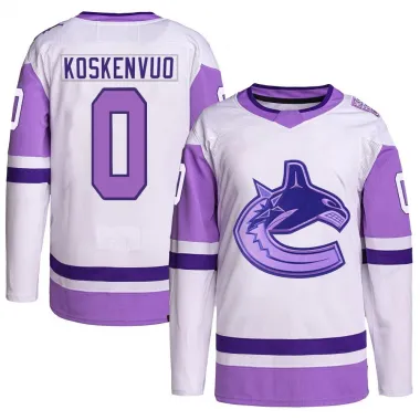 White/Purple Men's Aku Koskenvuo Authentic Vancouver Canucks Hockey Fights Cancer Primegreen Jersey