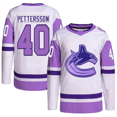 White/Purple Men's Elias Pettersson Authentic Vancouver Canucks Hockey Fights Cancer Primegreen Jersey