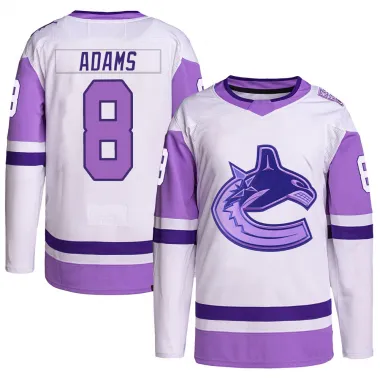 White/Purple Men's Greg Adams Authentic Vancouver Canucks Hockey Fights Cancer Primegreen Jersey