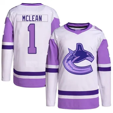 White/Purple Men's Kirk Mclean Authentic Vancouver Canucks Hockey Fights Cancer Primegreen Jersey