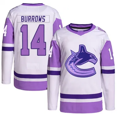 White/Purple Youth Alex Burrows Authentic Vancouver Canucks Hockey Fights Cancer Primegreen Jersey