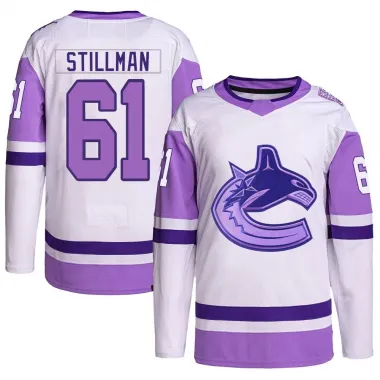 White/Purple Youth Chase Stillman Authentic Vancouver Canucks Hockey Fights Cancer Primegreen Jersey