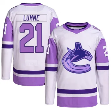 White/Purple Youth Jyrki Lumme Authentic Vancouver Canucks Hockey Fights Cancer Primegreen Jersey