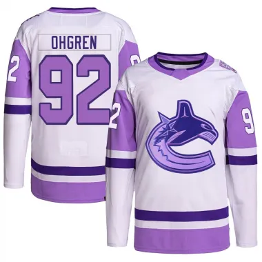 White/Purple Youth Liam Ohgren Authentic Vancouver Canucks Hockey Fights Cancer Primegreen Jersey